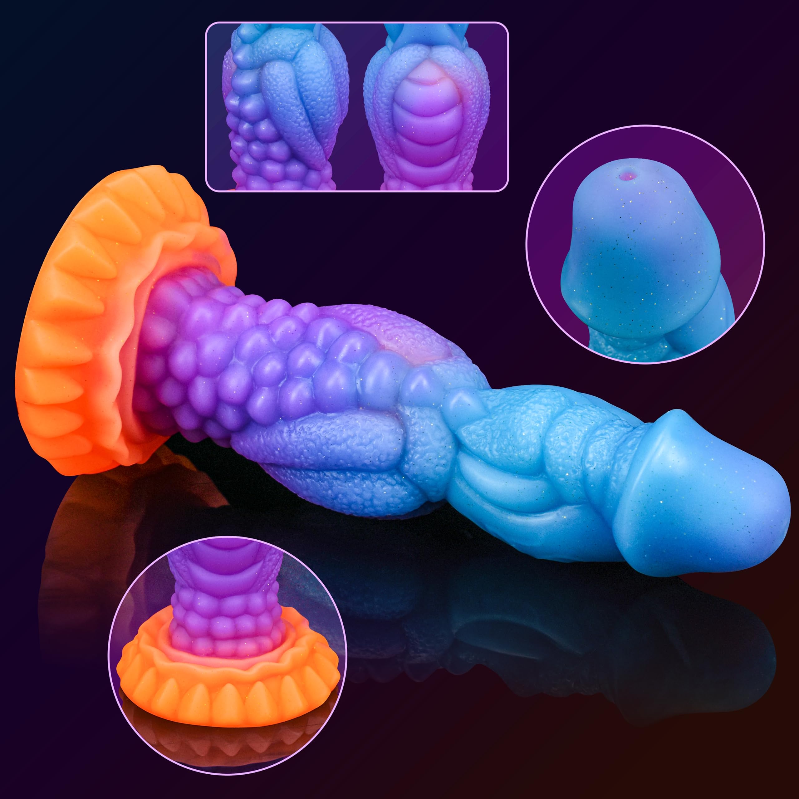 Amanda 8.2" Monster Dildo Luminous Dragon Dildo With Super Strong Suction Cup - Laphwing