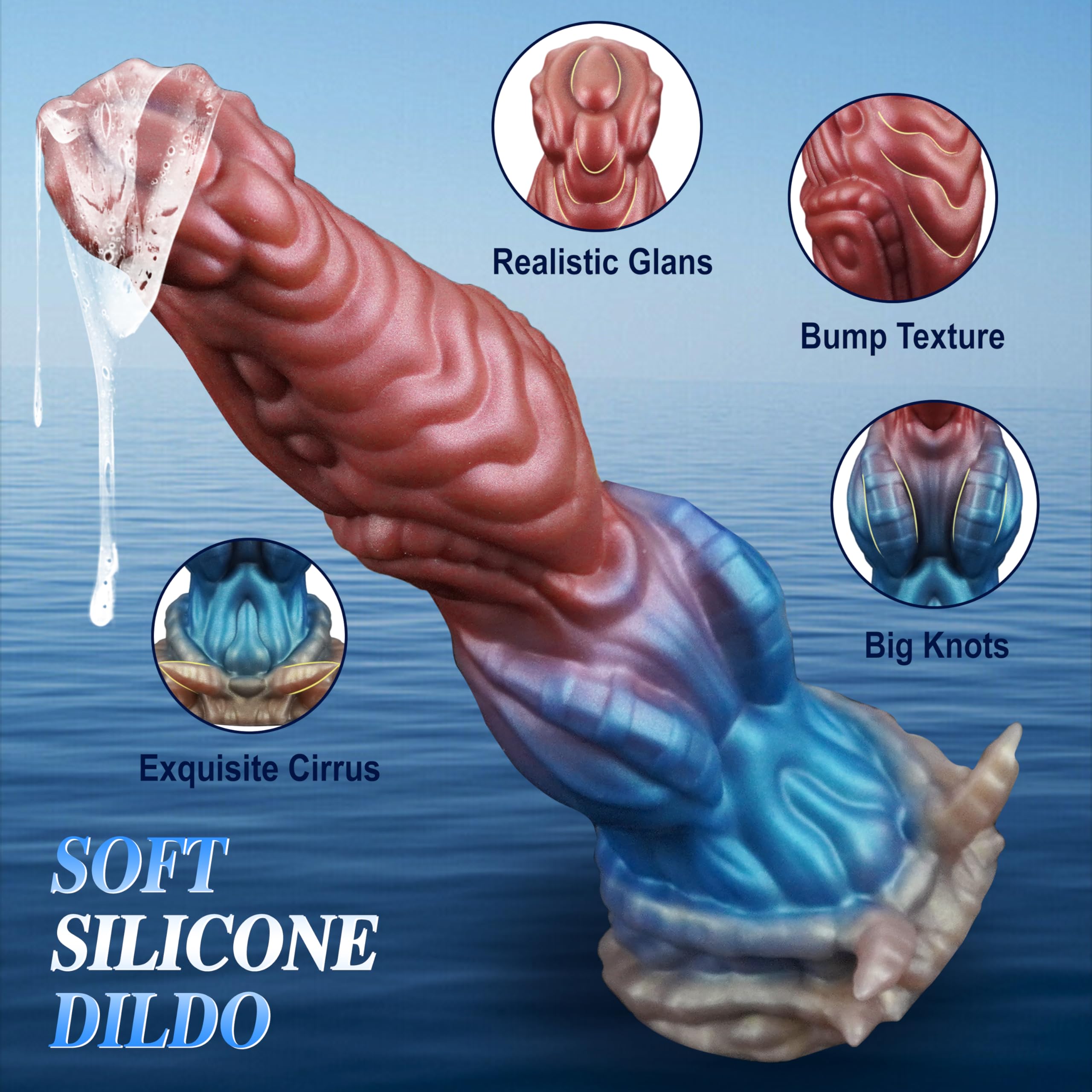 Herring 9.6 Inch Big Monster Dildo Silicone Dragon Dildo With Knots Laphwing