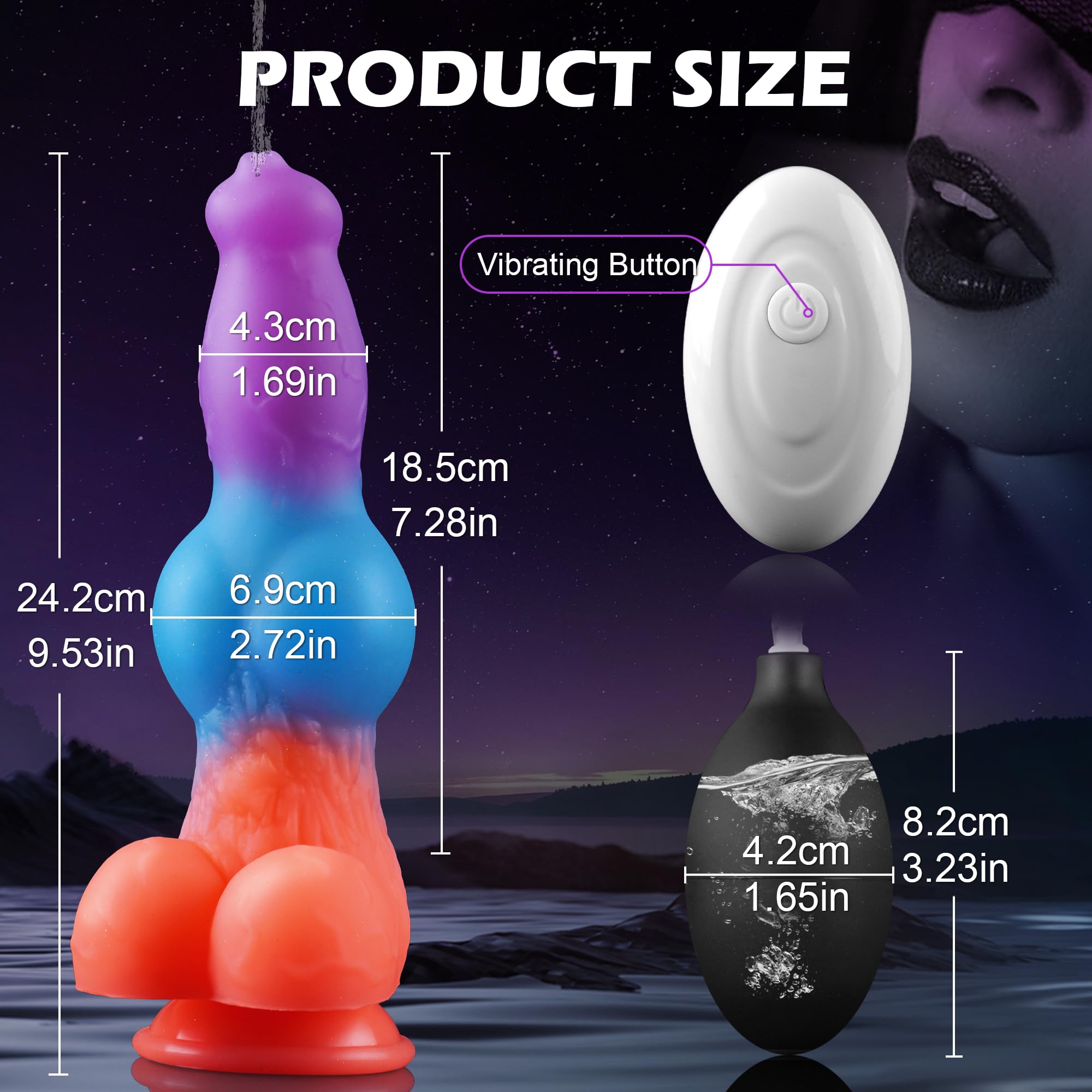 Saion 9.53" Thrusting Squirting Dildo Fantasy With 3 In 1 Function - Laphwing