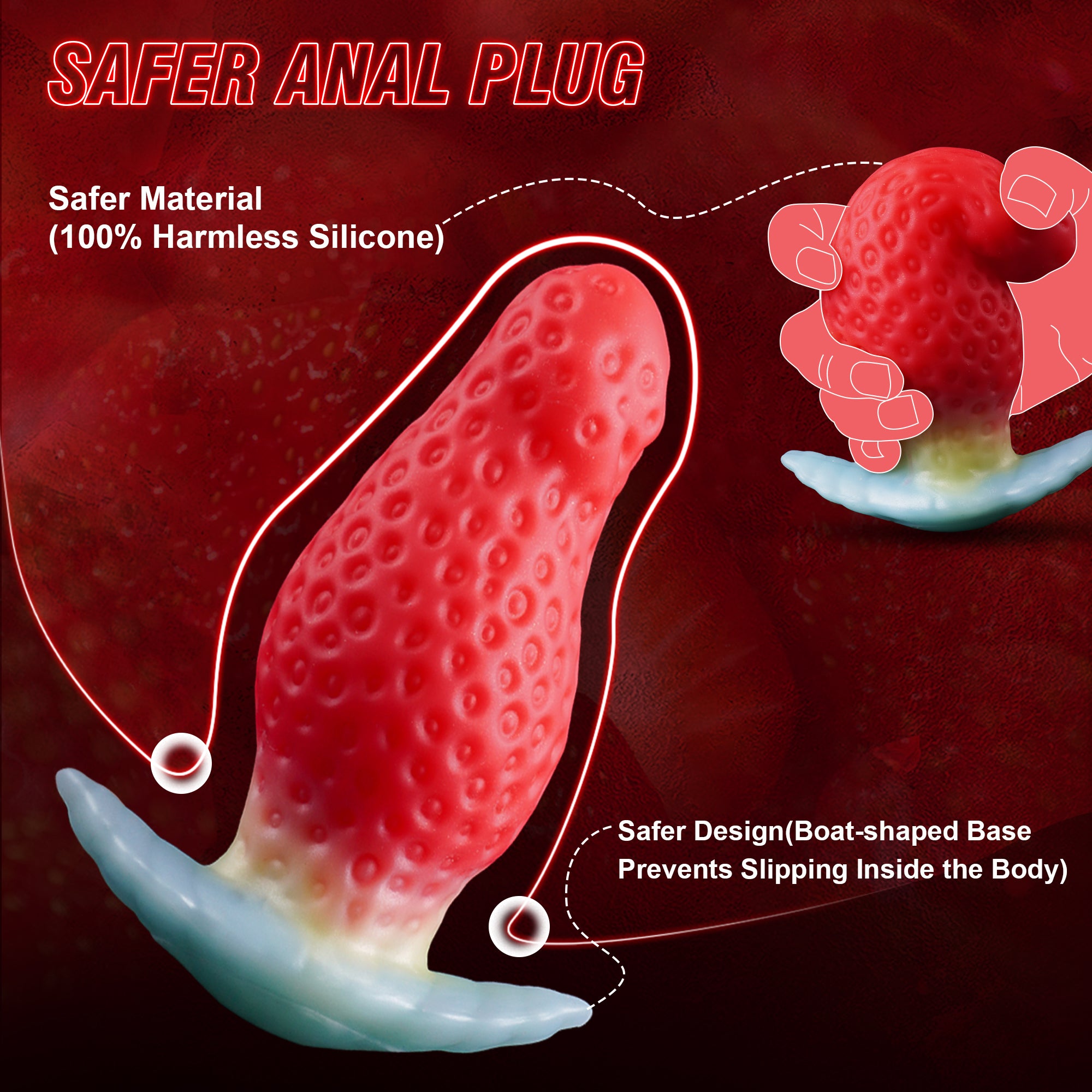 Strawberry Butt Plug Anal Trainer with Silicone Material-Laphwing