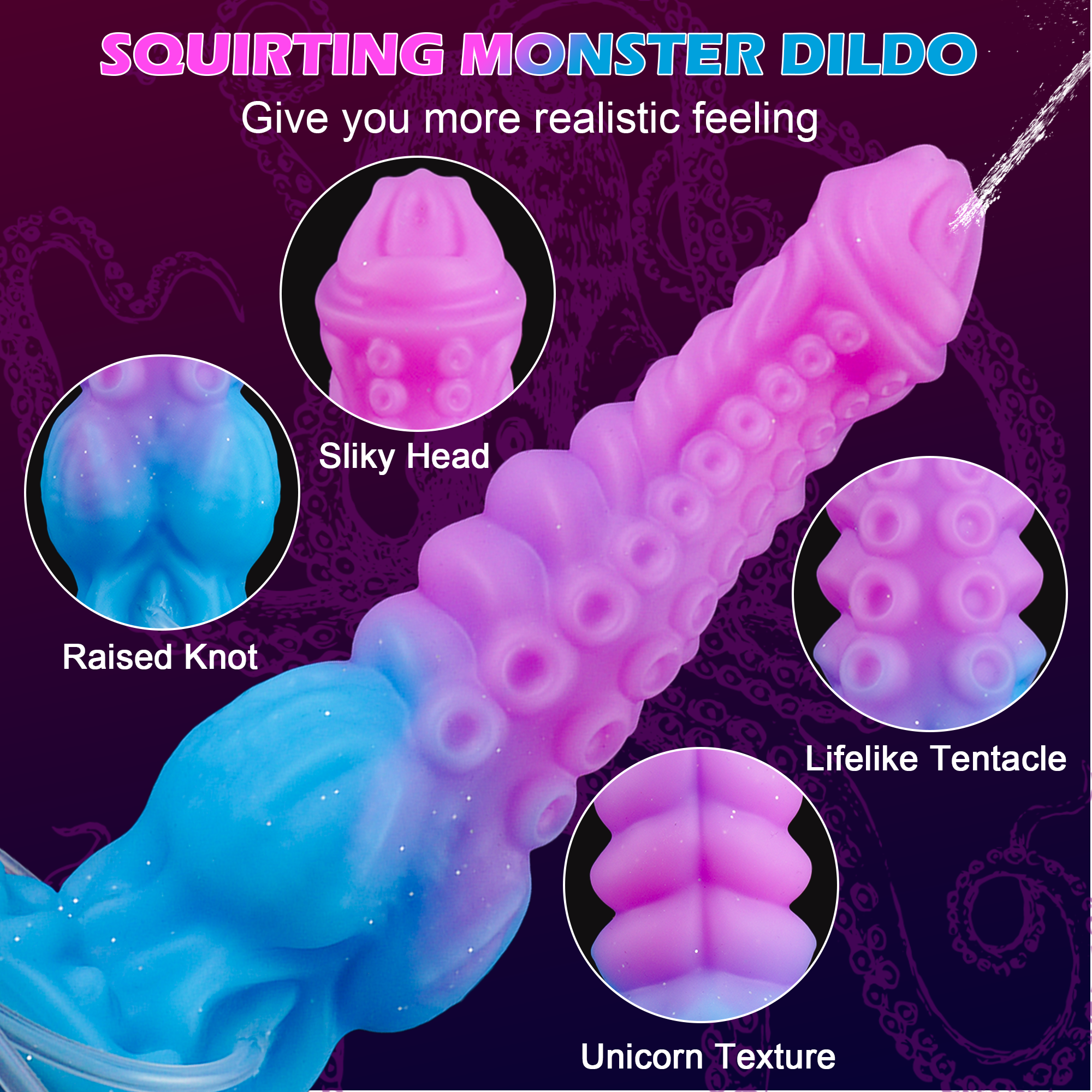 Akkoro 9.71" Squirting Tentacle Dildo With a Knot & Octopus Texture-Laphwing