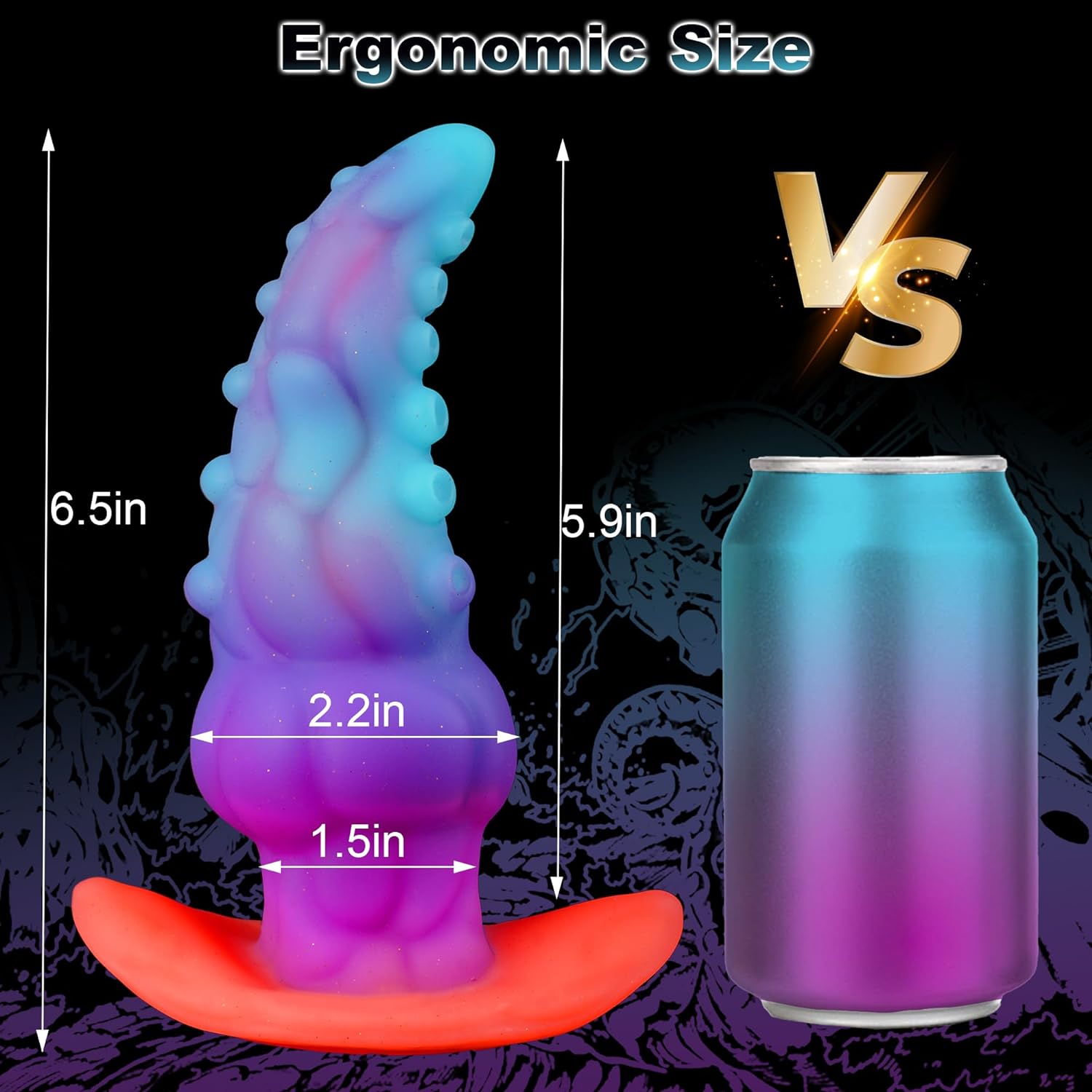 Bart 6.50 in Large Butt Plug Luminous Tentacle Dildo-Laphwing