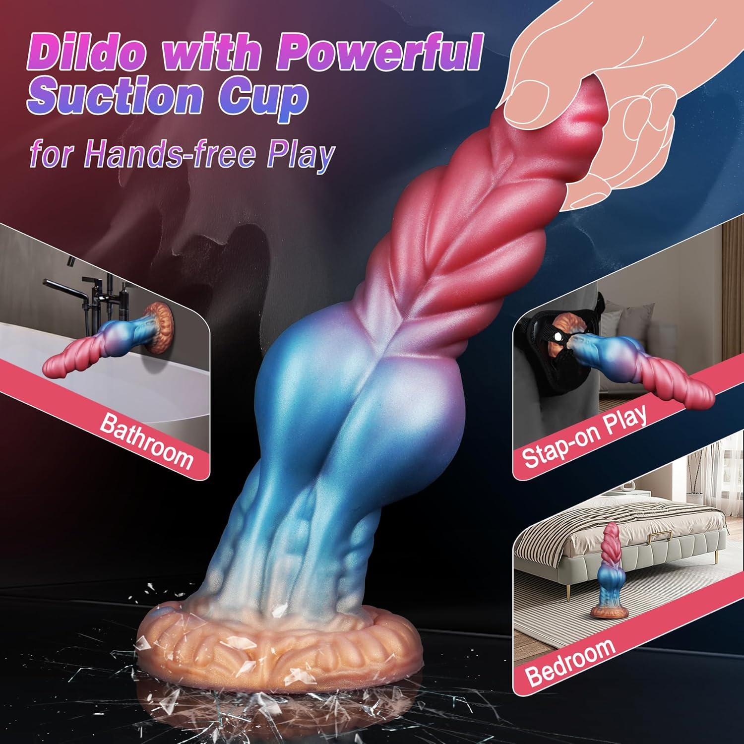 Poppy 8.6" Knotted Dildo Monster Dildo with Strong Suction Cup - Laphwing