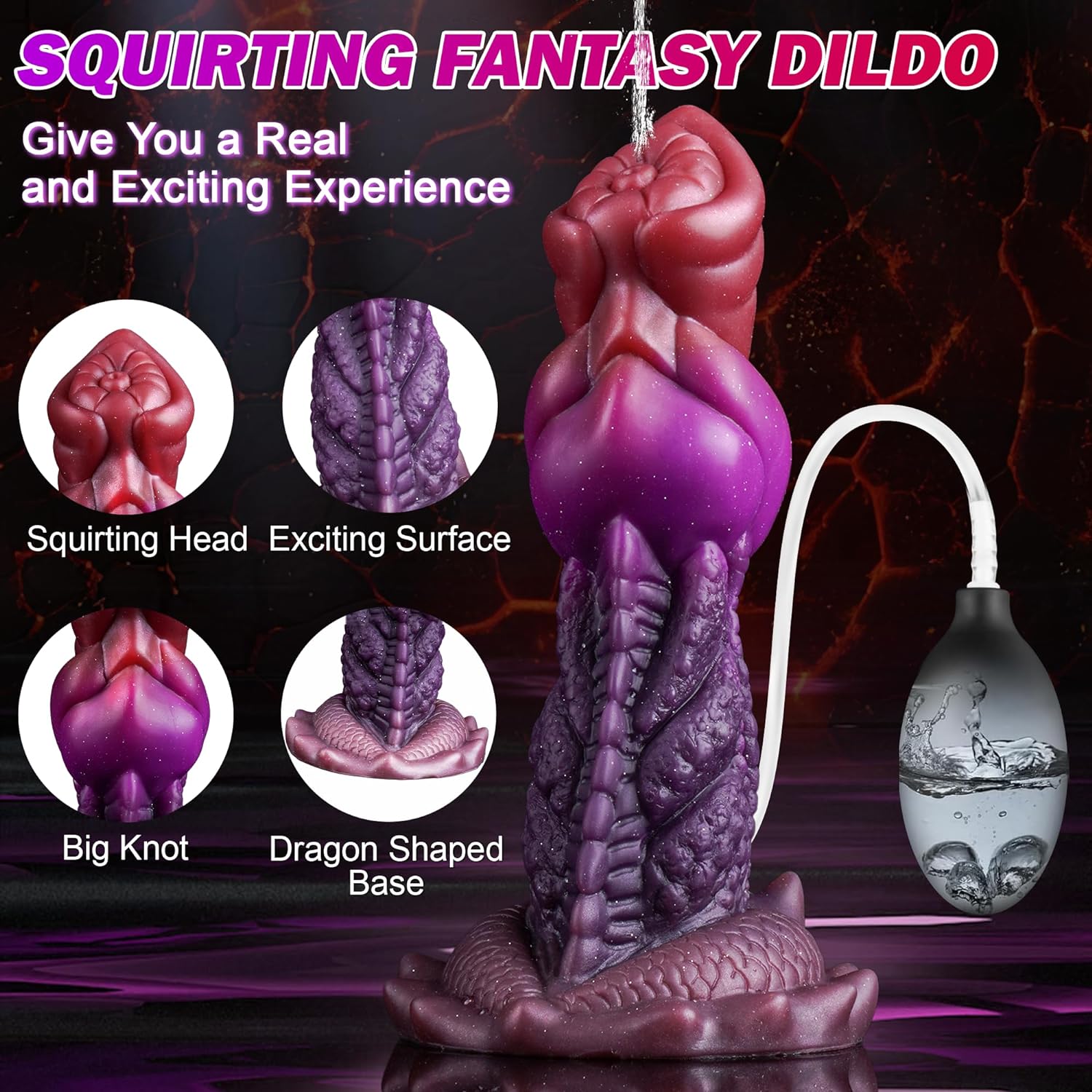 Perry 7.5" Squirting Dildo Monster Dildo With Strong Suction Cup-Laphwing