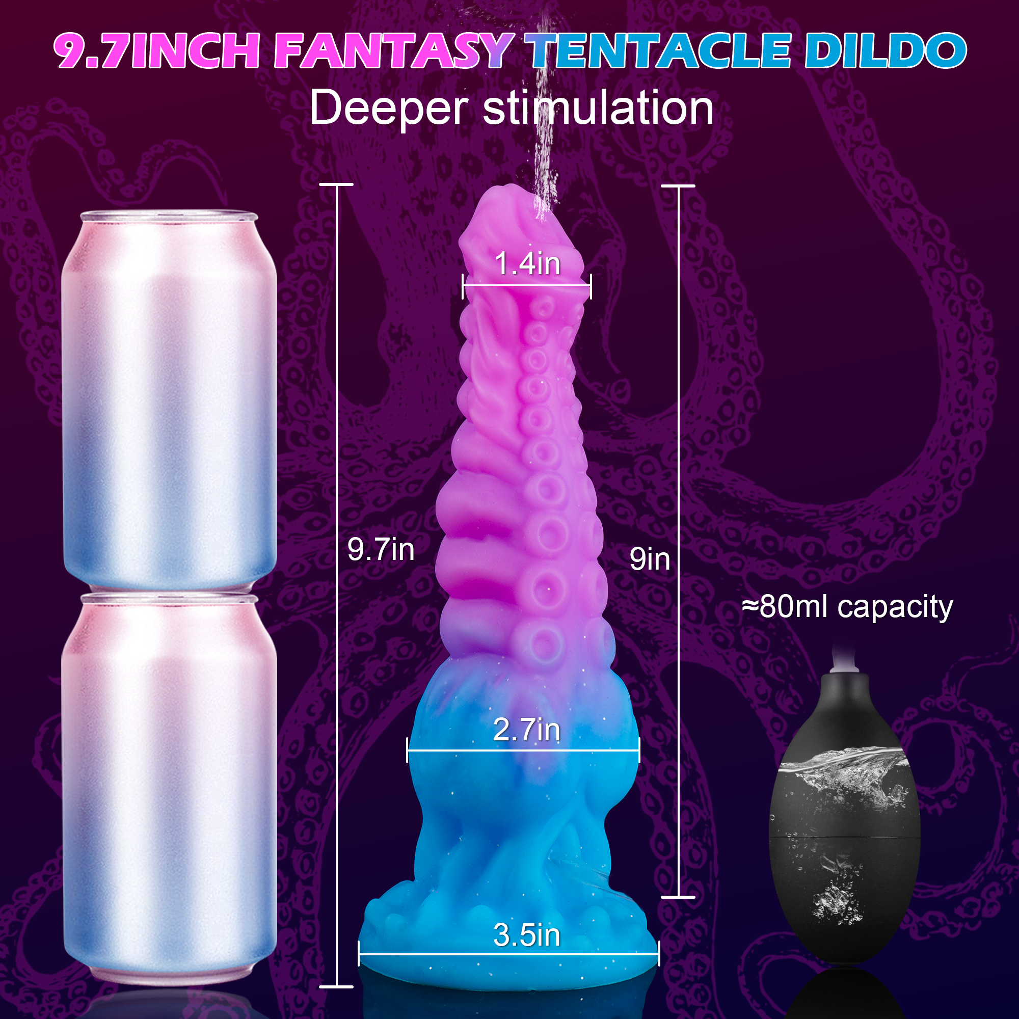 Akkoro 9.71" Squirting Tentacle Dildo With a Knot & Octopus Texture-Laphwing