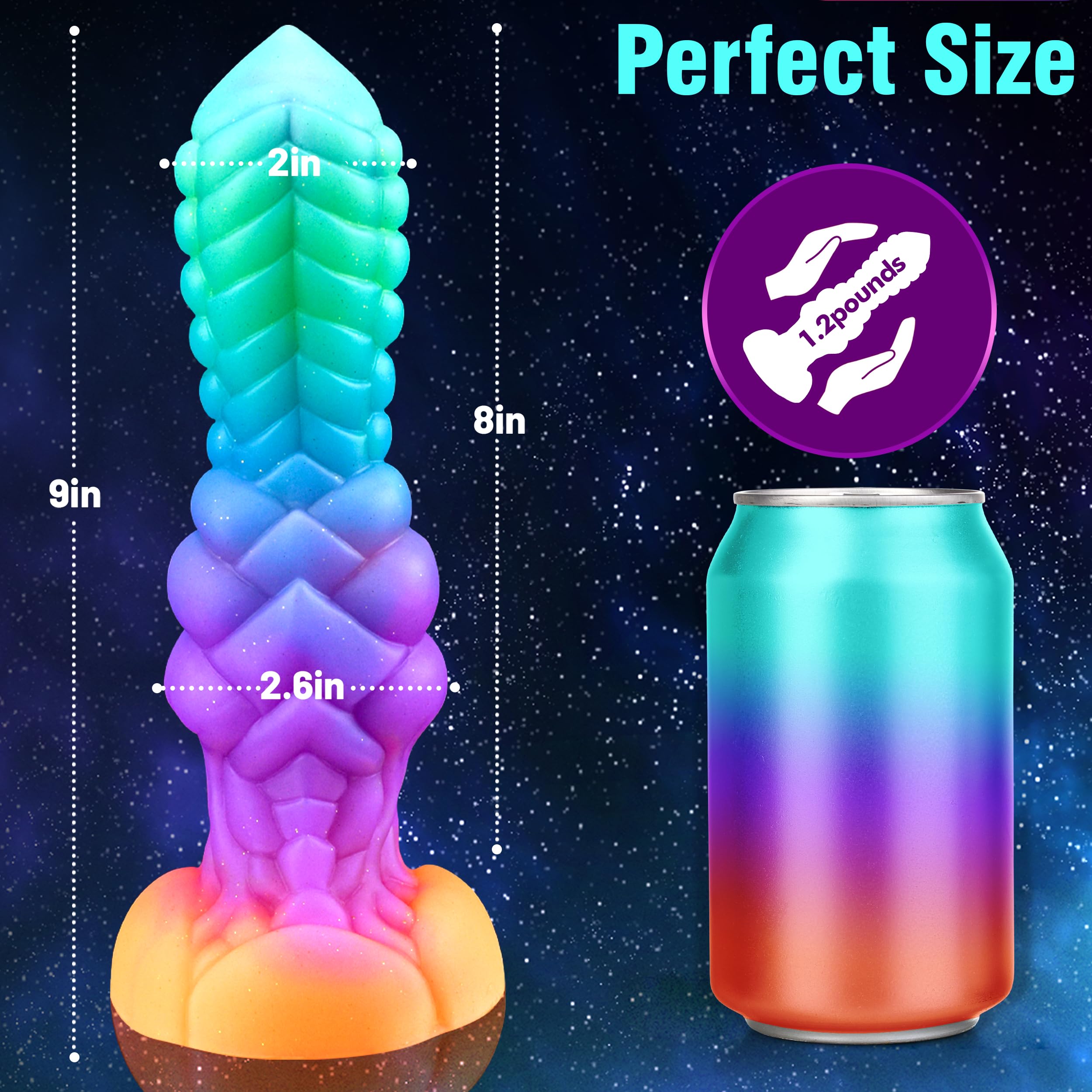 Kaleidoscope 9 Inch Fantasy Monster Dildo With Clear Stimulating Texture Laphwing