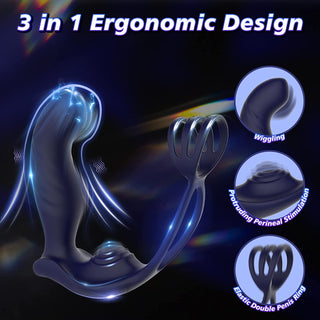 Laphwing Blue Eagle Dual Penis Ring Prostate Anal Vibrator