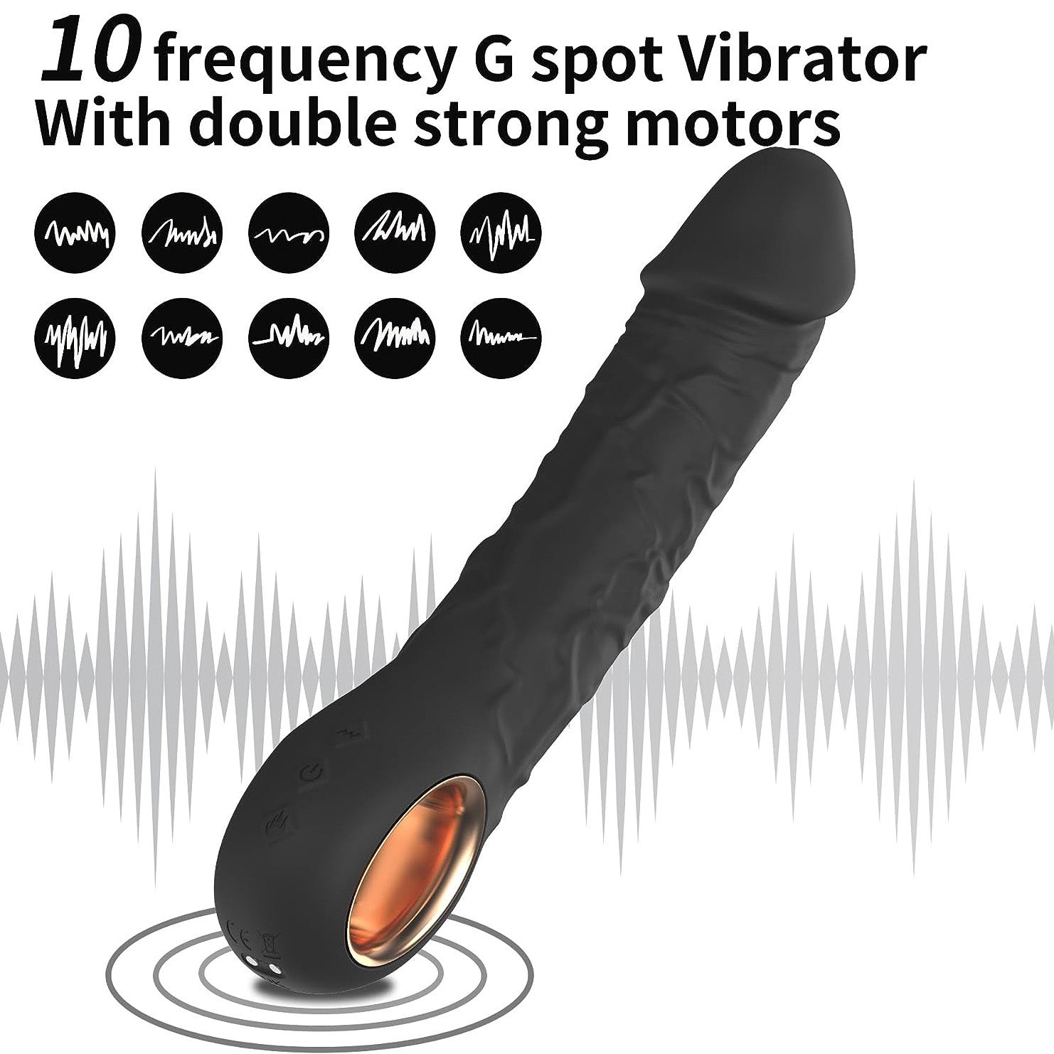 Mira Black Realistic Dildo Vibrator With 10 Powerful Vibrations & Heating Mode - Laphwing