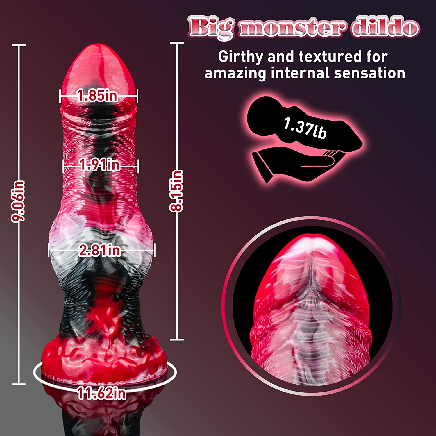 Laphwing Sytry 9.06 Inch Red Monster Dildo