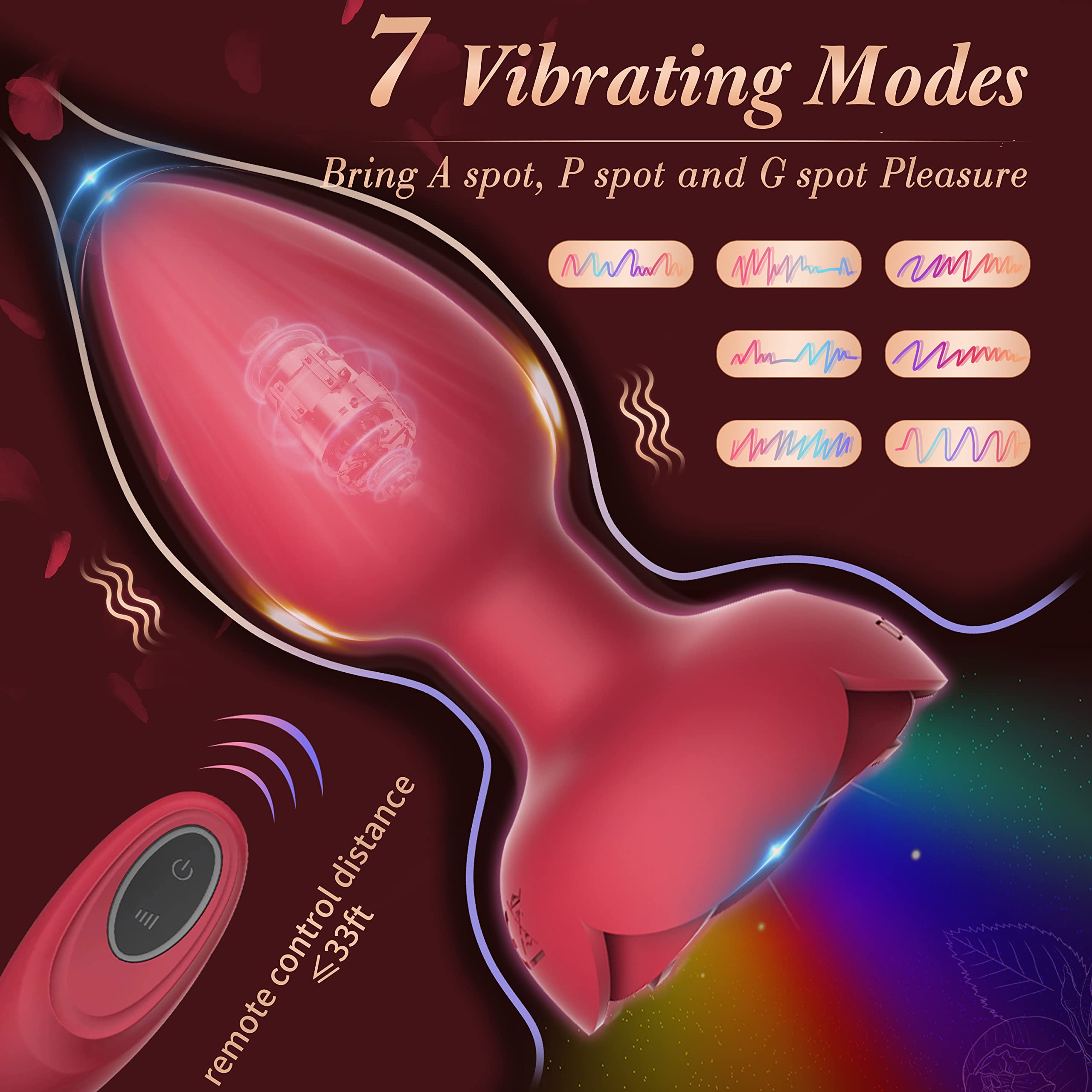 Laura Rose Vibrating Butt Plug Light Up With 7 Vibrations & Remote Control - Laphwing